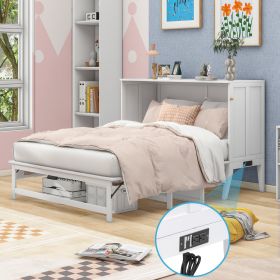 Queen Size Murphy Bed with Built-In Charging Station and a Shelf