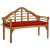 Patio Queen Bench with Cushion 53.1" Solid Acacia Wood