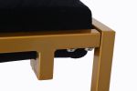 Rectangular Velvet Ottoman with Metal Base; Black and Golden