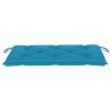 Patio Bench with Light Blue Cushion 44.1" Solid Teak Wood