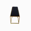 Rectangular Velvet Ottoman with Metal Base; Black and Golden
