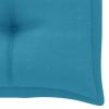 Patio Bench with Light Blue Cushion 44.1" Solid Teak Wood