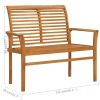 Patio Bench with Light Blue Cushion 44.1" Solid Teak Wood
