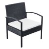 4 Piece Patio Lounge Set with Cushions Poly Rattan Black