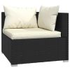8 Piece Patio Lounge Set with Cushions Black Poly Rattan