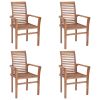 Dining Chairs 4 pcs with Light Blue Cushions Solid Teak Wood