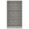 3-Tier Book Cabinet Concrete Gray 23.6"x9.4"x42.9" Engineered Wood
