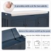 TREXM Storage Bench with 3 Shutter-shaped Doors; Shoe Bench with Removable Cushion and Hidden Storage Space (Antique Navy)