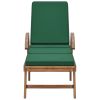 Sun Lounger with Cushion Solid Teak Wood Green