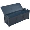 TREXM Storage Bench with 3 Shutter-shaped Doors; Shoe Bench with Removable Cushion and Hidden Storage Space (Antique Navy)