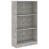 3-Tier Book Cabinet Concrete Gray 23.6"x9.4"x42.9" Engineered Wood
