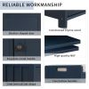 TREXM Storage Bench with 3 Shutter-shaped Doors; Shoe Bench with Removable Cushion and Hidden Storage Space (Antique Navy)