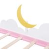 Twin Size Bed with Clouds and Crescent Moon Decor, Platform Bed with 2 Drawers (White+Pink)