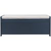 TREXM Storage Bench with 3 Shutter-shaped Doors; Shoe Bench with Removable Cushion and Hidden Storage Space (Antique Navy)