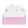 Twin Size Bed with Clouds and Crescent Moon Decor, Platform Bed with 2 Drawers (White+Pink)