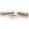 8 Piece Patio Lounge Set with Cushions Solid Acacia Wood