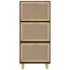 Shoe Cabinet Black 20.5"x9.8"x45.3" Engineered Wood&Natural Rattan