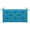 Patio Bench with Light Blue Cushion 44.1" Solid Teak Wood