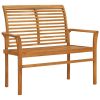 Patio Bench with Light Blue Cushion 44.1" Solid Teak Wood