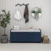 TREXM Storage Bench with 3 Shutter-shaped Doors; Shoe Bench with Removable Cushion and Hidden Storage Space (Antique Navy)