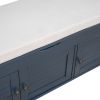 TREXM Storage Bench with 3 Shutter-shaped Doors; Shoe Bench with Removable Cushion and Hidden Storage Space (Antique Navy)