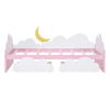 Twin Size Bed with Clouds and Crescent Moon Decor, Platform Bed with 2 Drawers (White+Pink)