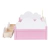 Twin Size Bed with Clouds and Crescent Moon Decor, Platform Bed with 2 Drawers (White+Pink)