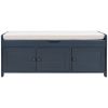 TREXM Storage Bench with 3 Shutter-shaped Doors; Shoe Bench with Removable Cushion and Hidden Storage Space (Antique Navy)