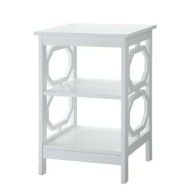 Omega End Table with Shelf, Black (Color: White)