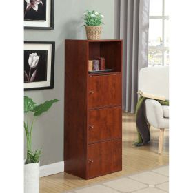 Storage 3 Door Cabinet with Shelf, Black (Color: Cherry)