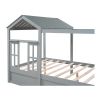 Full Size House Bed with Roof, Window and Drawer