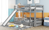 Twin Over Twin Bunk Bed with Slide and Ladder