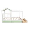 Full Size House Bed with Roof, Window and Drawer