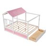 Full Size House Bed with Roof, Window and Drawer