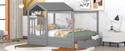 Full Size House Bed with Roof, Window and Drawer