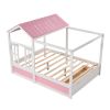 Full Size House Bed with Roof, Window and Drawer