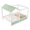 Full Size House Bed with Roof, Window and Drawer