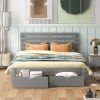 Queen Size Platform Bed with Drawers
