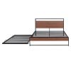 Queen Size Metal Platform Bed Frame with Trundle;  USB Ports and Slat Support ; No Box Spring Needed