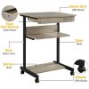 Rolling Computer Desk with 2 Storage Shelves and Drawer, Black