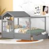 Full Size House Bed with Roof, Window and Drawer