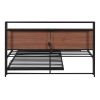 Queen Size Metal Platform Bed Frame with Trundle;  USB Ports and Slat Support ; No Box Spring Needed