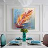 Handmade Oil Painting Original Abstract Feather Oil Painting on Canvas Large Wall Art Yellow Texture Painting Minimalist Art Custom Living Room Decor