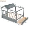 Full Size House Bed with Roof, Window and Drawer