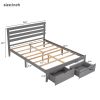 Queen Size Platform Bed with Drawers